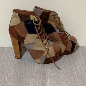 Aldo Lace Up Patchwork Booties